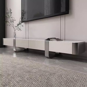 Mobile <span class=keywords><strong>TV</strong></span> Moderno Minimalista Italiano di Lusso con <span class=keywords><strong>Base</strong></span> <span class=keywords><strong>in</strong></span> Acciaio Inox Dorato per Soggiorno e Camera da Letto - Product Image 3