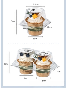 Rõ Ràng <span class=keywords><strong>Mini</strong></span> Cupcakes Hộp Có Thể Tái Chế Pet Nhựa Vỏ Sò Bao Bì Cho Bánh Tráng Miệng Bánh Sandwich Bánh Pizza - Product Image 6