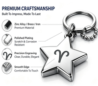 Porte-clés étoile en métal personnalisé, gravure de constellations du zodiaque, cadeau promotionnel, porte-clés en acier inoxydable, logo personnalisé, vente en gros