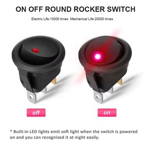 12V/24V 2路翘板开关照明蓝色发光二极管圆形3针开关SPST，用于船用汽车船RV-PA66材料 - Product Image 4