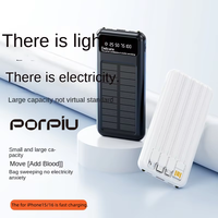 Batterie externe solaire portable PORPIU pour l'extérieur, charge rapide PD22.5W, haute qualité, 10000mAh, avec affichage LED intégré à quatre fils
