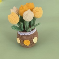 Pot de fleurs en crochet fait main transfrontalier, motif tulipe et tournesol, cadeau créatif, décoration d'intérieur