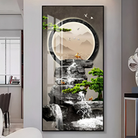 Eau courante entourée de peinture décorative rougeoyante peinture en porcelaine de cristal avec diamant art mural décor à la maison avec LED
