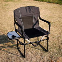 Chaises pliantes de camping en acier robuste sur mesure OEM, chaise de pêche extérieure surdimensionnée, chaise de directeur portable pour la plage avec table latérale