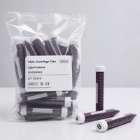 Tube de Centrifugation Stérile Marron de 15 ml avec Bouchon Gris, Tubes de Centrifugation en Plastique Jetables pour Laboratoire, Sachet Scellé - Vente en Gros