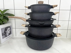 UAKEEN Ensemble de 10 ustensiles de cuisine professionnels : Casseroles de 2,7L, 4,6L, 7L, 10L, Poêle à frire profonde de 4,2L, Grande marmite à soupe et Poêle à frire - Product Image 2