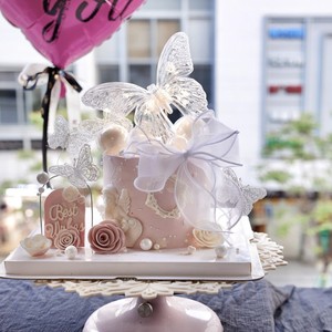 Illuminated Crystal Butterfly Cake Topper Round Reusable Birthday Valentine's Day Qixi Festival Decoration - Product Image 5