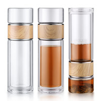 Gobelet à thé en verre à double paroi Emode avec filtre et couvercle en acier inoxydable, gobelet à thé à bulles avec couvercle infuseur, gobelets à thé à emporter