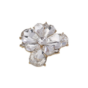 Broche de Cristal con Forma de Flor, con Engaste de Aleación de Zinc, Accesorio de Moda para Mujer, para Bodas - Product Image 4