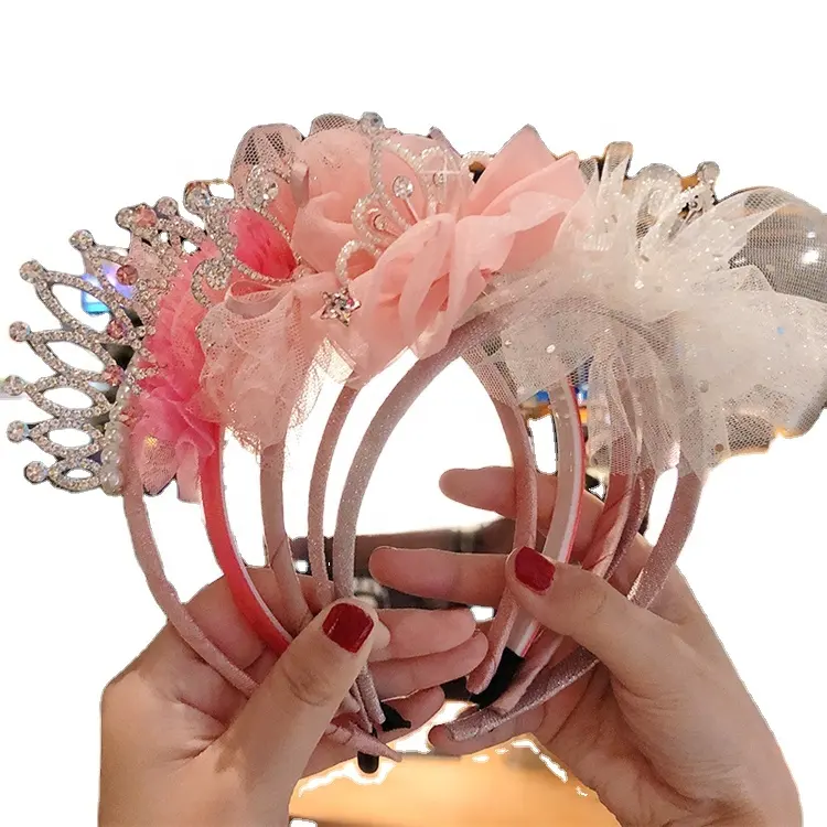 Mới bé cô gái tắm hoa tùy chỉnh vương miện headband cho bên bé phụ kiện tóc