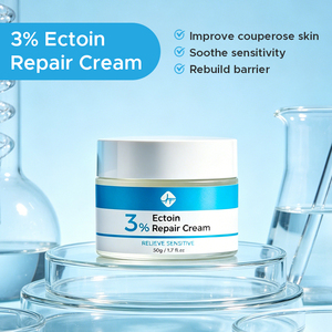 Crème réparatrice hydratante pour la peau à l'ectoïne, marque privée, non grasse, apaisante pour les peaux abîmées et irritées, crème pour le visage à 3% d'ectoïne et de céramide - Product Image 2