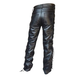 OEM Wholesale New Trend Stylish Men Clothing Casual Lace up PU <strong>Faux</strong> <strong>Leather</strong> Pants Straight <strong>Trousers</strong> - Product Image 5