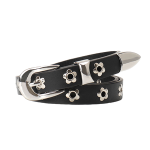 Cinturón Casual Estilo Punk con Flores para Mujer, para Jeans/Pantalones/Vestidos, Hebilla de Aleación con Anillo en D, Cuero Sintético, 1.9 CM de Ancho, 105 CM de Largo - Product Image 1
