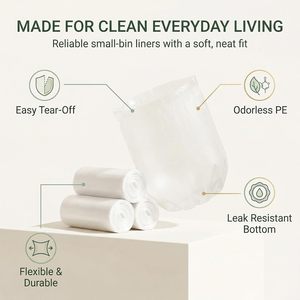 10 Gallon <b>Large</b> White T-Shirt Trash Bags, 5 Rolls 84 Count Flat Unscented Garbage Bags, Disposable Trash Liners for Kitchen - Product Image 5