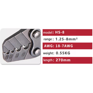 Pince à sertir manuelle HS-8, pince à sertir pour bornes nues non isolées pour câblage électrique - Product Image 1