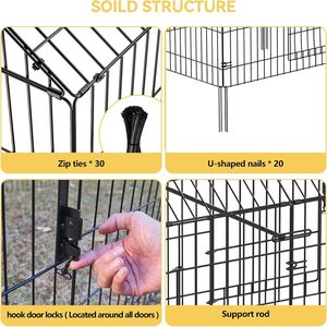 Recinto Pollaio in Metallo da Giardino con Copertura Gabbia per Galline Recinzione Canile per Anatre - Product Image 5