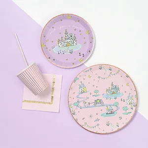 Vajilla Desechable con Temática de Princesa de Cuento de Hadas DAMAI, Platos y Vasos Desechables para Fiesta de Cumpleaños de Niña con Diseño de Castillo - Product Image 3