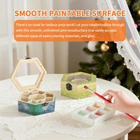 Boîte de rangement hexagonale en bois non finie avec couvercle transparent, organisateur multi-compartiments pour bijoux et loisirs créatifs