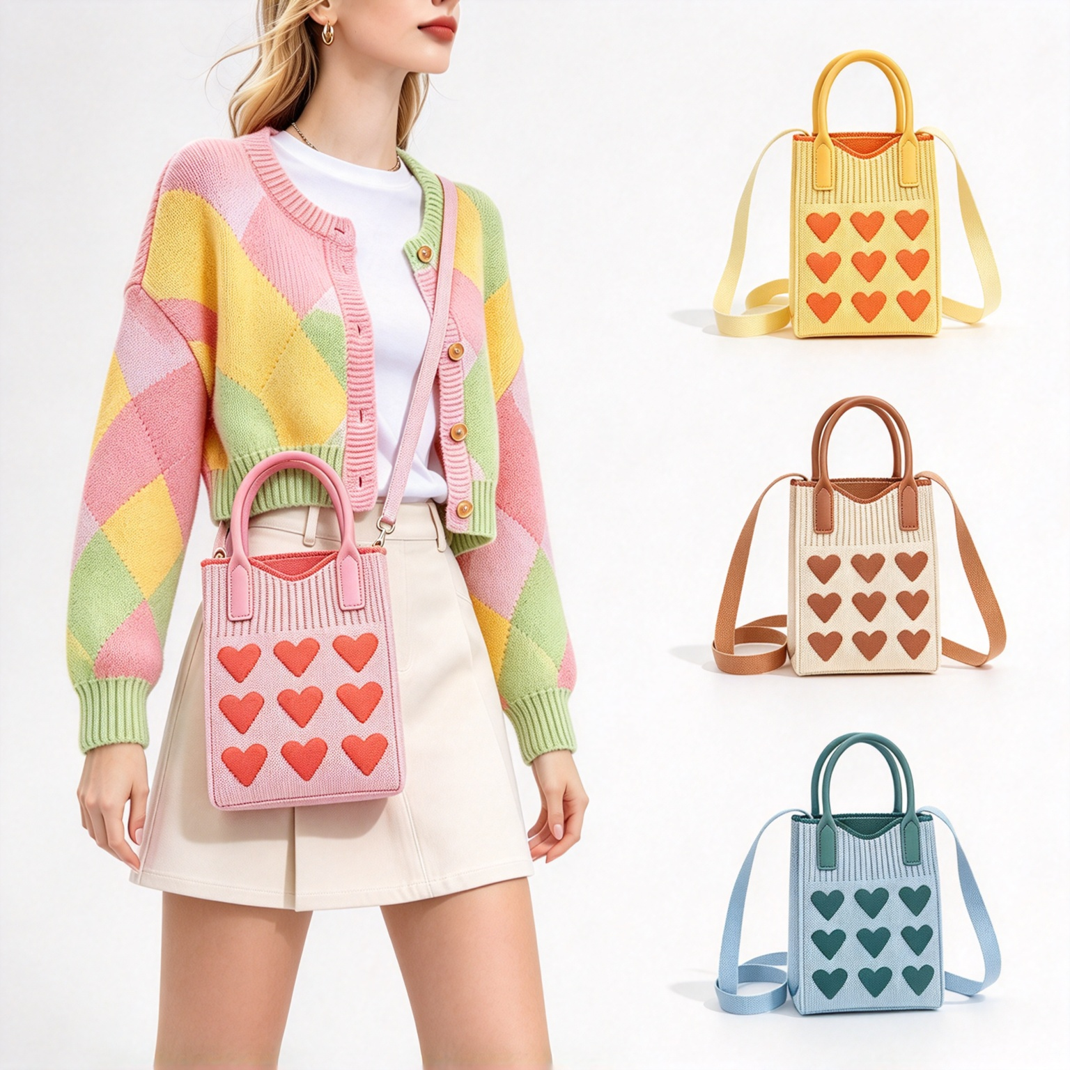 Love Heart Large Capacity Crossbody Bag