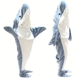 Одеяло акулы для взрослых мальчиков и девочек Рождественский подарок носимый спальный мешок акулы