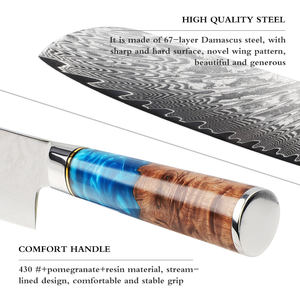 Il Set di coltelli da cucina damasco da 9 pezzi in acciaio giapponese VG10 a 67 strati include un coltello da Chef per disossare il pane con mannaia più per gli Chef - Product Image 5