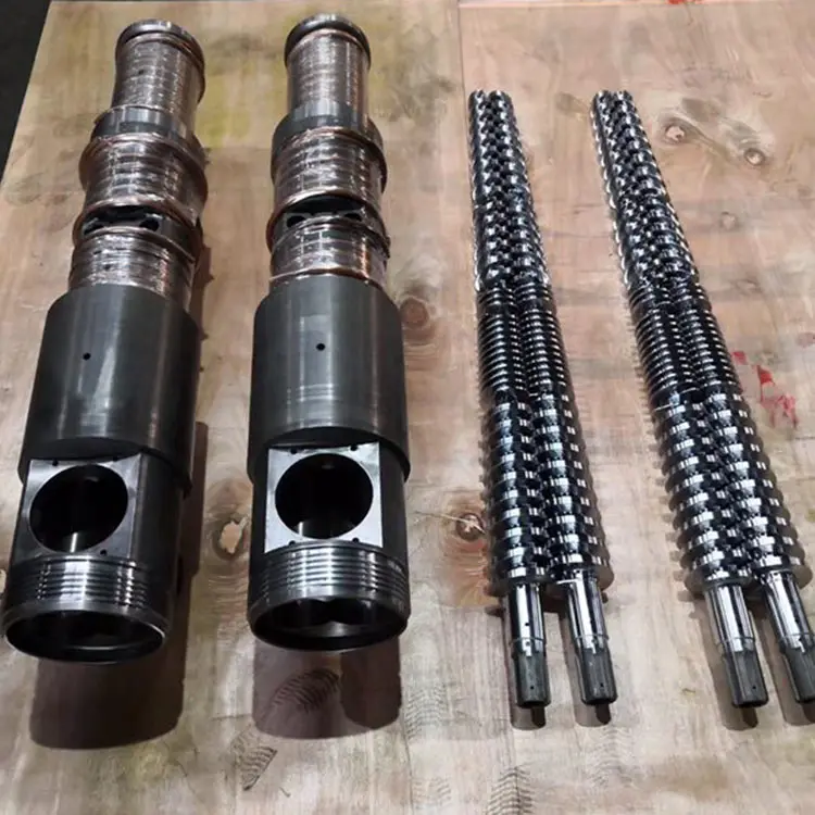 Fabricante automático 38CrMoALA nitruración cónica doble tornillo doble y barril para extrusión de PVC