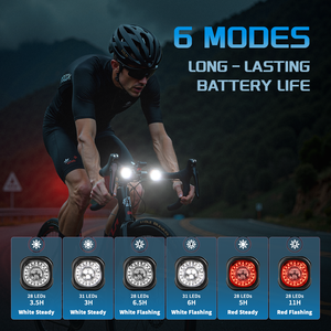 Stock luces traseras delanteras superbrillantes instalación magnética para juego portátil Freno de advertencia de seguridad bicicleta LED faro trasero Luz - Product Image 2