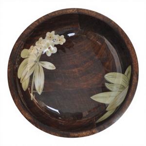 Hotels Supply Wooden Serving <b>Bowl</b> <b>Enamel</b> Coating Finished Decorative Custom Fruits Salad Storage <b>Bowls</b>-Dinnerware <b>Bowl</b> Latest - Product Image 1