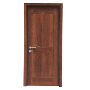 Fábrica china Simple moderno de madera con acabado de melamina puerta de acero de diseño de madera de entrada blindado doble puertas de materiales de construcción Mel - Product Image 4