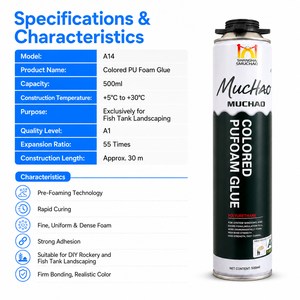 Colle <span class=keywords><strong>mousse</strong></span> PU multi-tons A14 500ml à faible odeur, qualité A1, <span class=keywords><strong>pour</strong></span> projets d'aménagement paysager, aquariums de bureau de taille moyenne et rochers artificiels DIY - Product Image 3