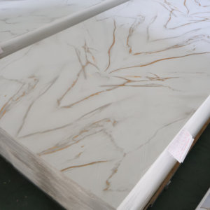 Pannello in PVC Effetto Marmo Lucido UV di Alta Qualità, Personalizzabile <span class=keywords><strong>per</strong></span> Sfondo TV, Rivestimento <span class=keywords><strong>Cucina</strong></span> e Decorazione d'Interni - Product Image 1