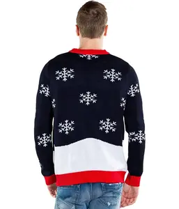 Hiver Couple joyeux noël pull tricoté acrylique col rond Ugly unisex rude christmas jumpers