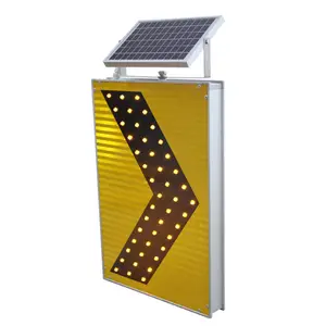 Panneaux de signalisation routière LED solaires clignotants jaunes réfléchissants pour les coins de voies, les ponts autoroutiers, les rampes, les courbes et les chevronnages de sécurité - Product Image 1