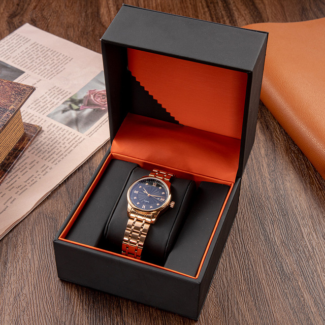 Luxury Custom Logo Red Leather Watch Band Box Protective Square Case Display with Wood Suede Material Premium Quality Watch Case