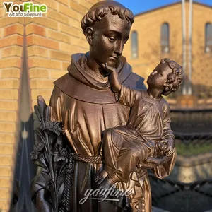 Estatua de St Anthonys de tamaño real para exteriores, estatua de bebé, Jesús, jardín, iglesia, bronce