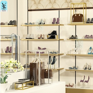 <span class=keywords><strong>Display</strong></span> sepatu ritel baja tahan karat, kelas atas perak emas konter atas rak naik untuk toko butik - Product Image 4