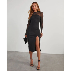 Da donna tinta unita girocollo manica lunga maglia Splicing <span class=keywords><strong>sotto</strong></span> l'abito Modulare - Product Image 1