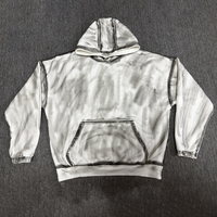Sweat à capuche surdimensionné pour homme, effet délavé, en molleton épais, style streetwear, pull sport pour homme