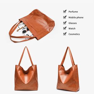 <span class=keywords><strong>Sac</strong></span> fourre-tout vintage en PU ciré, grand, simple et polyvalent, pour femme, best-seller transfrontalier pour sites indépendants - Product Image 2