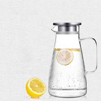 1200มิลลิลิตร1500mlm สูง Borosilicate น้ำร้อนเหยือกแก้วเครื่องดื่มเย็นเหยือกที่มีฝาปิดและพวยกา