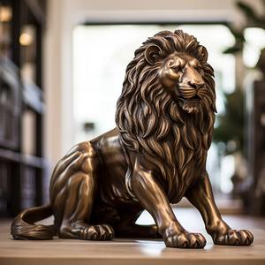 تمثال أسد برونزي حديث مخصص من النحاس الخالص لمعبد الحديقة للكنيسة لتزيين المناظر الطبيعية الخارجية - Product Image 4