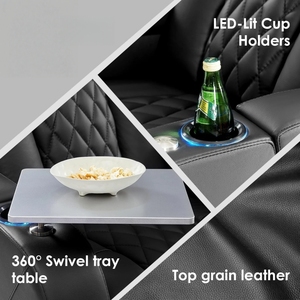 Sillón Reclinable de Cuero de Grano Superior para el Hogar con Reposacabezas Eléctrico para Cine y Mesa Auxiliar, Reclinación Eléctrica Dual con Dos Posiciones Independientes - Product Image 3