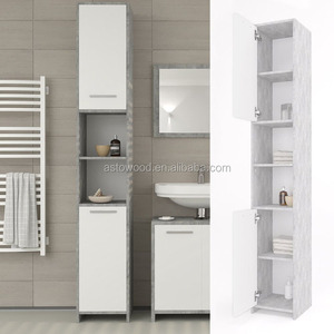 White Bathroom Cabinet Tall Unit Free Standing Storage <strong>Shelves</strong> Bath Furniture <strong>UK</strong> - Product Image 2