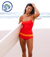 Maillot de bain une pièce en polyester et nylon, taille haute, imprimé, bretelles spaghetti, pour femme, personnalisable