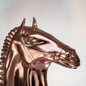 Sculpture de tête de <span class=keywords><strong>cheval</strong></span> géante en fibre de verre, or rose, moderne et luxueuse, pour la décoration de la maison et la collection d'art - Product Image 3