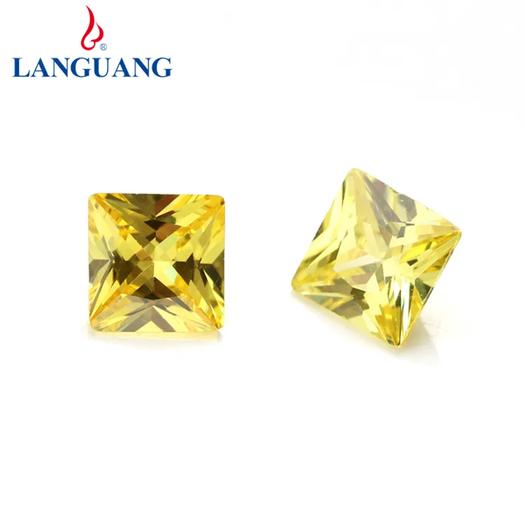 Lan Guang Edelstein Großhandels preis 1,5 mm-15mm Schnitt CZ Raue olivgelbe quadratische Zirkonia Strass steine