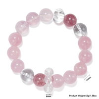 Bracelets extensibles en pierres précieuses Kunzite de 12 mm pour femmes, quartz rose naturel de Madagascar, perles d'eau douce, bracelet en perles de cristal