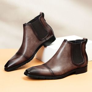 Botas de Hombre con Punta Cuadrada, Estilo Británico Retro, Casuales y Elegantes, Botas de Tobillo Formales de Negocios de Alta Calidad - Product Image 5