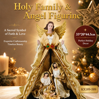 Vente en gros de figurines de la Nativité de Noël faites à la main, sculpture de la Sainte Famille et des Anges, ailes dorées, en tissu et résine, décoration de table, OEM personnalisé