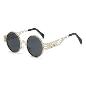 Lunettes <span class=keywords><strong>de</strong></span> soleil rondes steampunk à monture métallique, nouvelle mode, verres dégradés, légères - Product Image 2